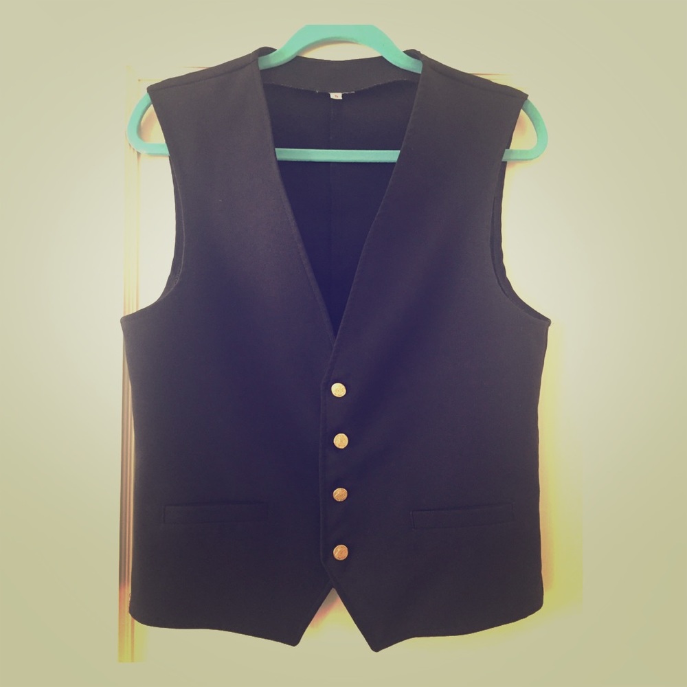 Vintage vest, gold buttons, unisex, S Men, L Women